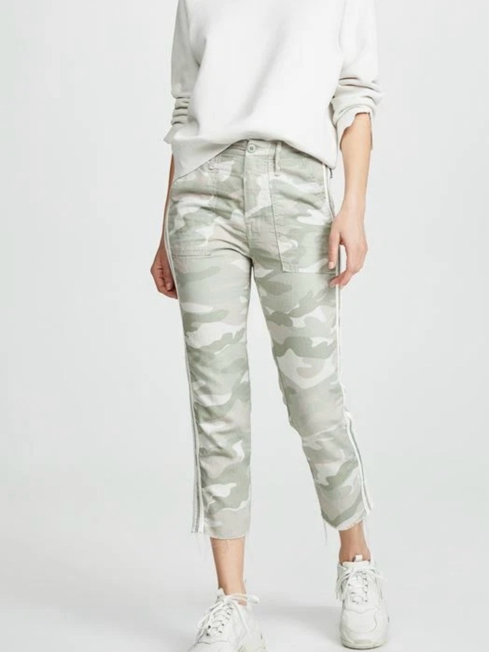 MOTHER Camo Crop Women’s Utility Pants in Sage and Cream Size 26
